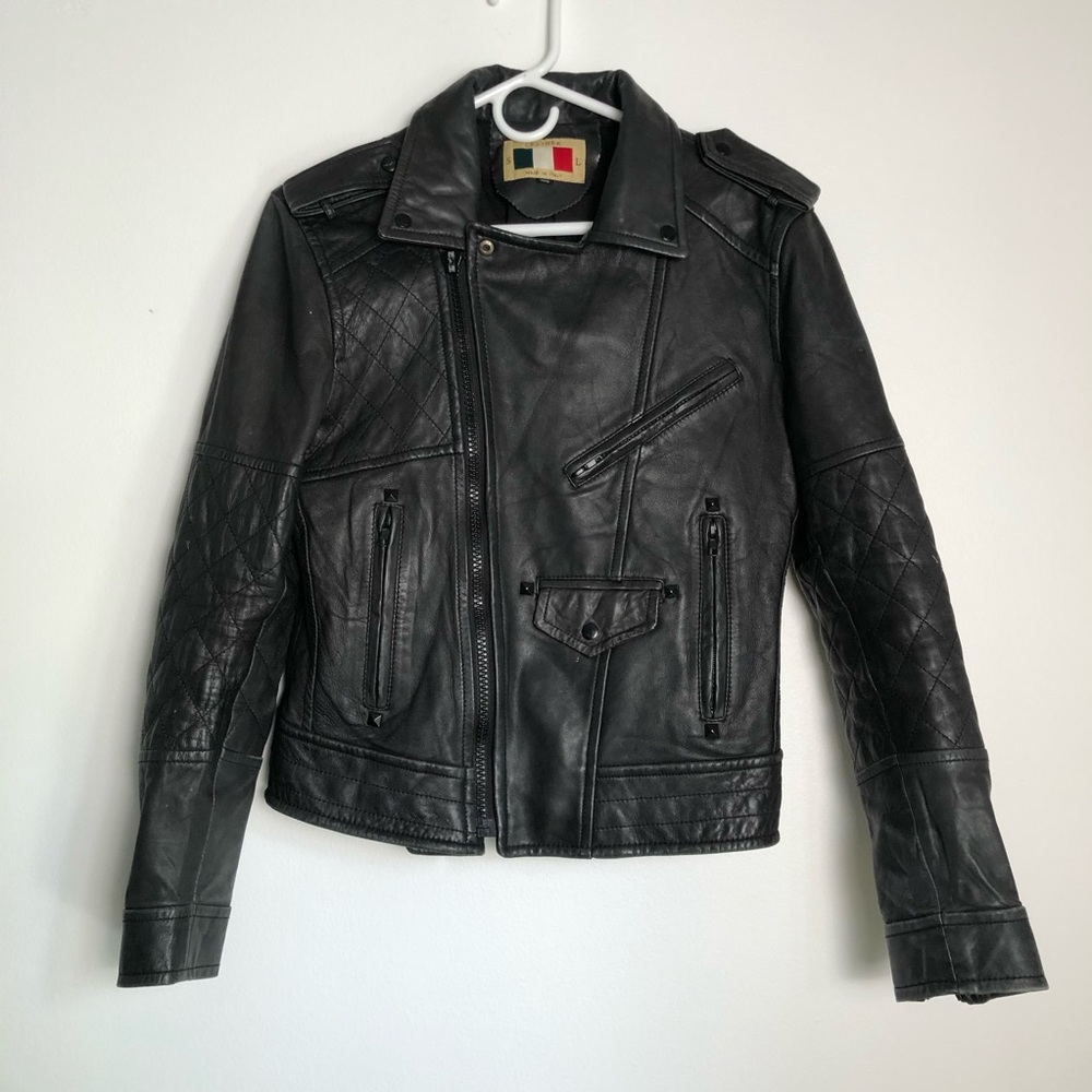 Skinny leather biker jacket